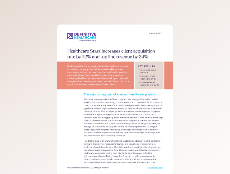 Healthcare Starz increases client acquisition rate by 32% and top line revenue by 24%