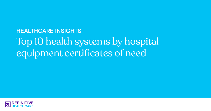Top 10 health systems by hospital equipment certificates of need