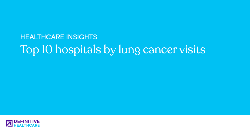 White text against a light blue background that reads "Top 10 hospitals by lung cancer visits"