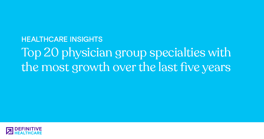 Top 20 physician group specialties with the most growth over the last five years