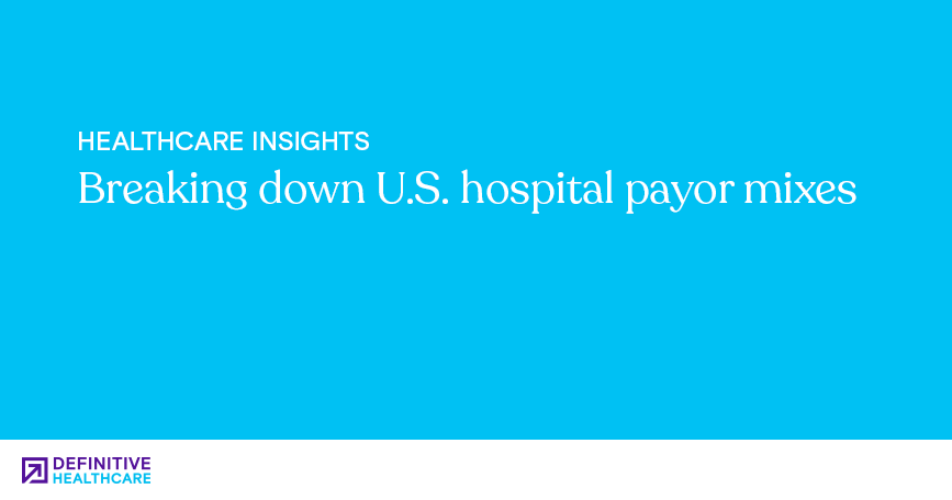 A light blue background with white text that reads "Breaking down U.S. hospital payor mixes"