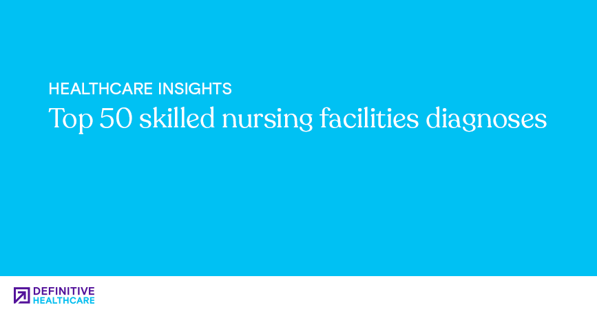 White text on a blue background reading: "Top 50 skilled nursing facilities diagnoses"