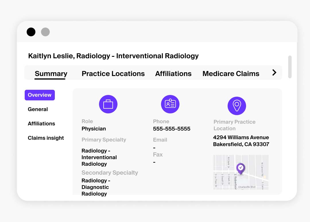 provider information screenshot