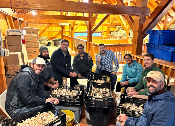 A group of DH employees pose for a picture during a volunteering event.