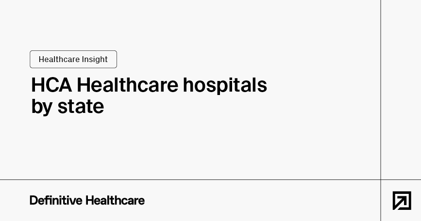 Black text on a white background reads: "HCA Healthcare hospitals by state"