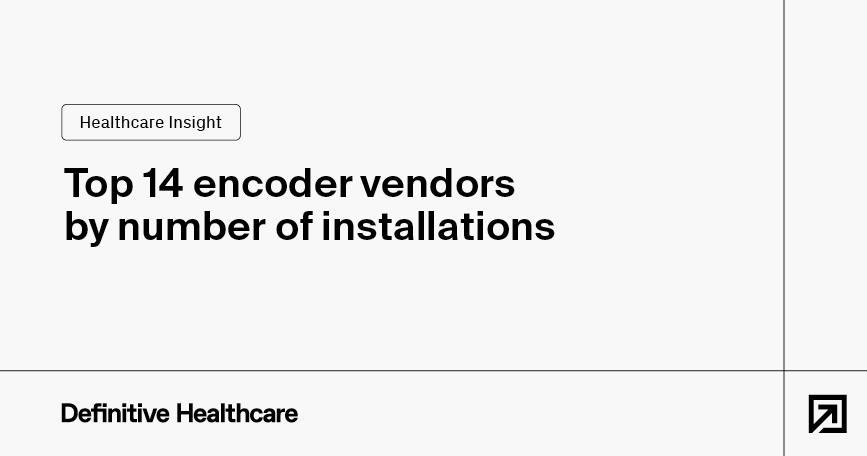 Black text on a white background reads: "Top 14 encoder vendors by number of installations"