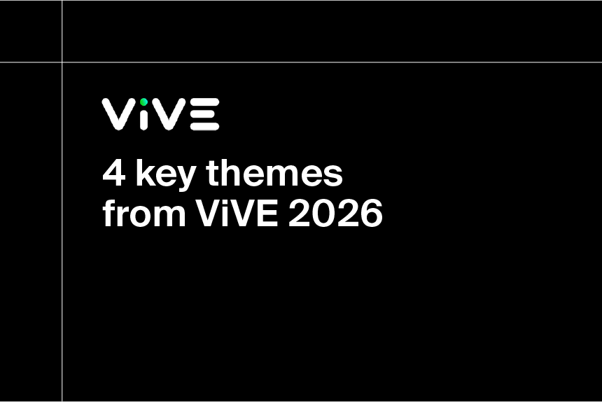 White text on a black background reads: "4 key themes from ViVE 2026"