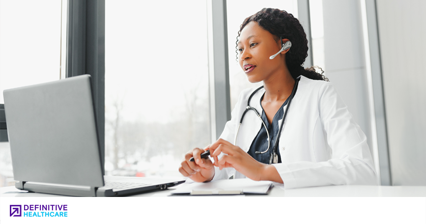 female doctor using telehealth