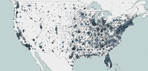 A map of the U.S. showing congestive heart failure patients