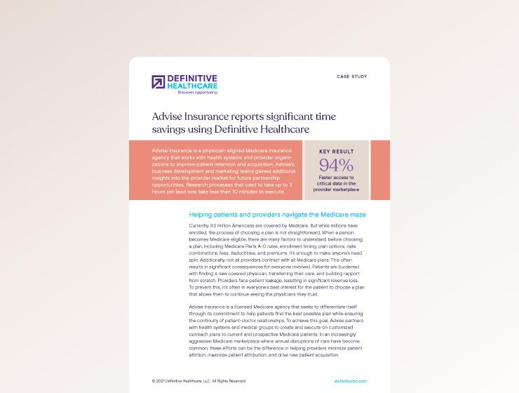 Advise Insurance reports significant time savings using Definitive Healthcare