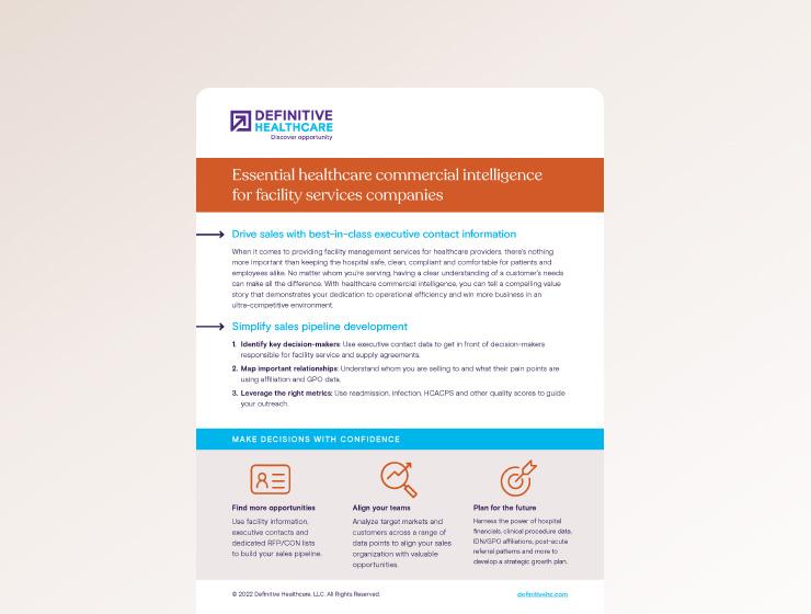 Essential healthcare commercial intelligence for facility services companies